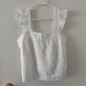 NWT Gap Ruffle Sleeveless Top White Eyelet Small